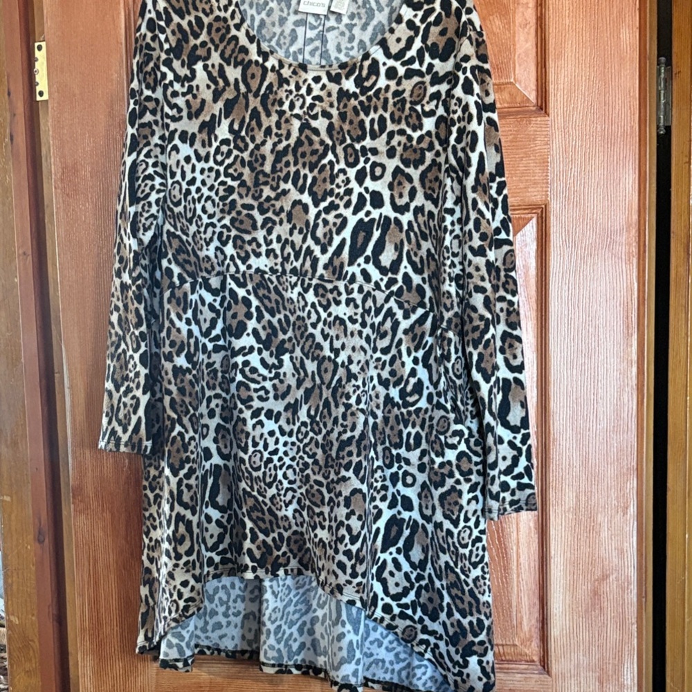 Chico's Leopard Print Tunic - Black and Brown